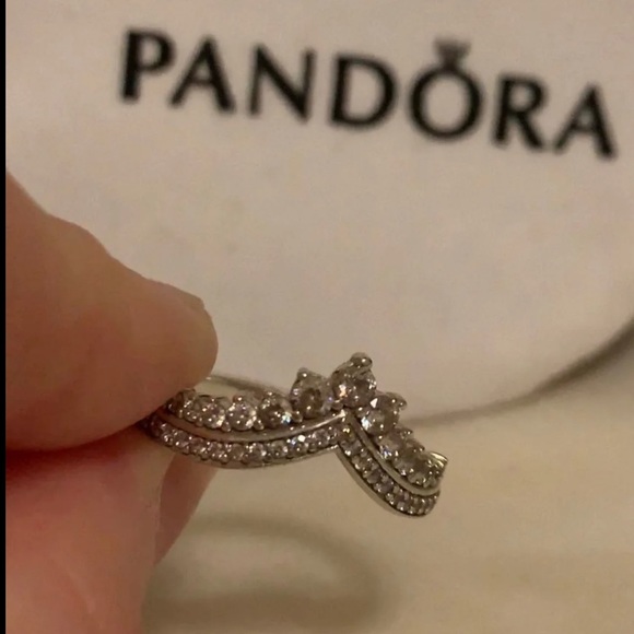Pandora Sparkling Wishbone Ring Size 7.5 (56) - Picture 13 of 14